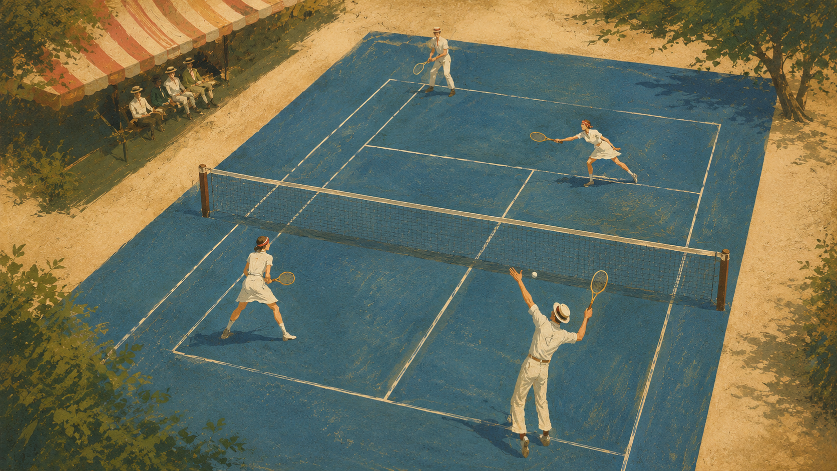 A sunlit hard court in late-summer heat, US Open season
