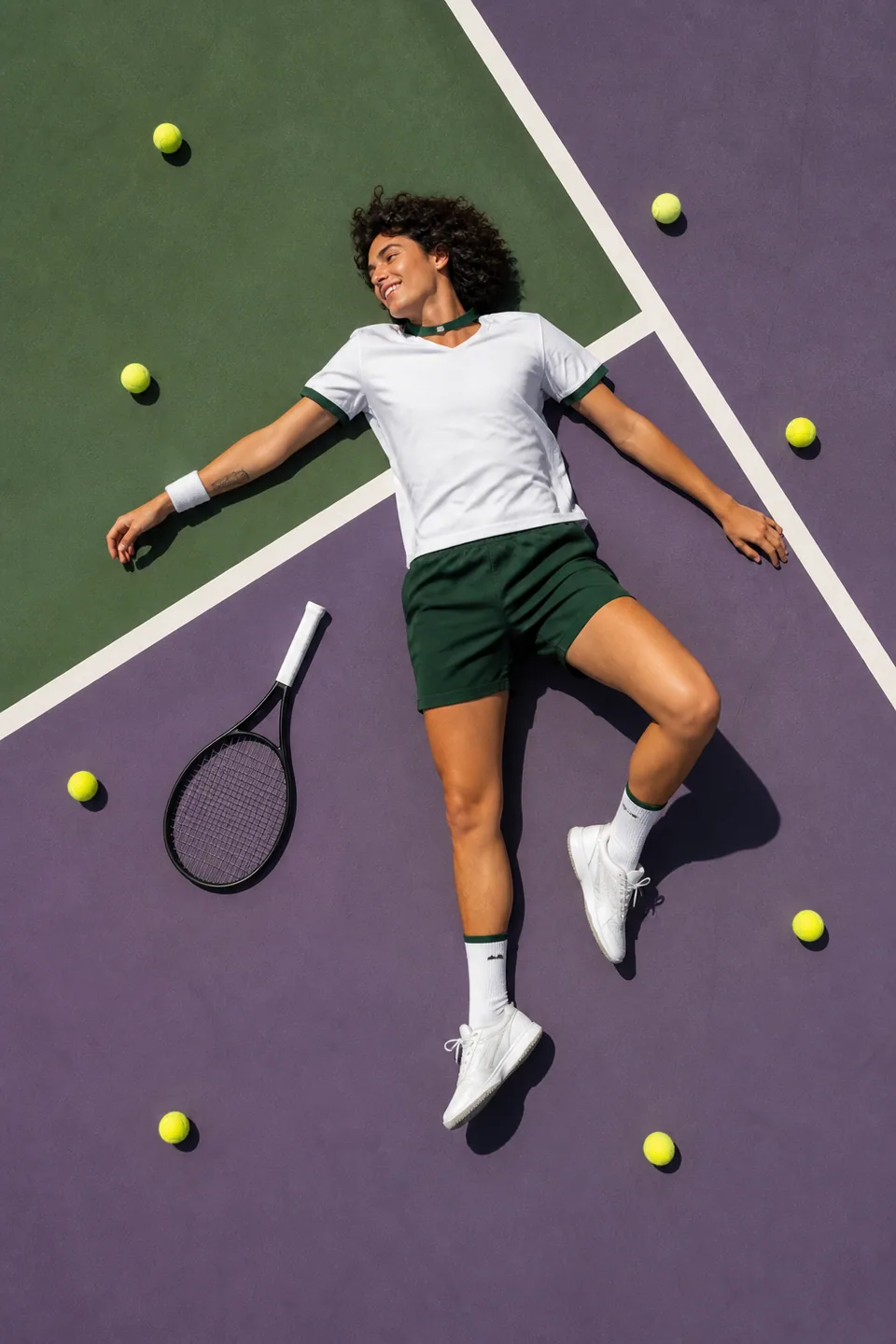 Playful Overhead tennis portrait template
